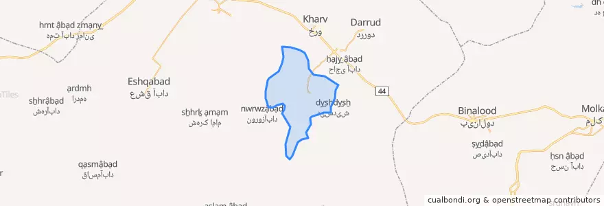 Mapa de ubicacion de Eshaqabad Rural District.