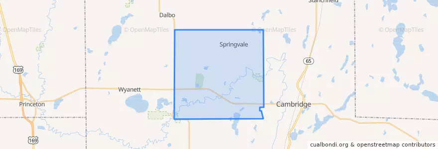 Mapa de ubicacion de Springvale Township.