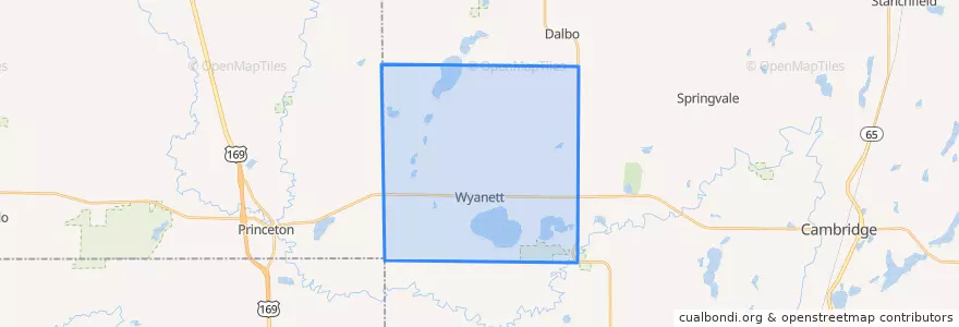 Mapa de ubicacion de Wyanett Township.