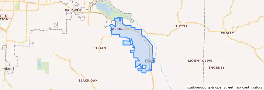 Mapa de ubicacion de Elkins.