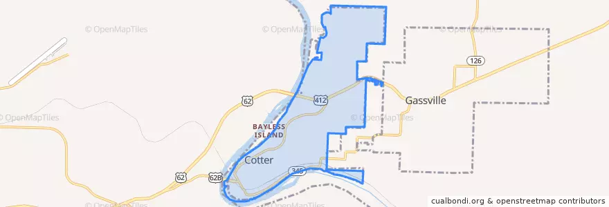 Mapa de ubicacion de Cotter.