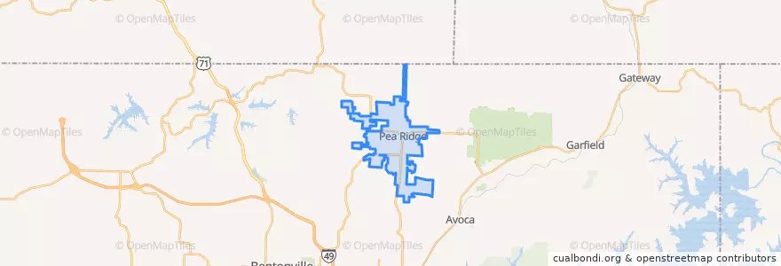Mapa de ubicacion de Pea Ridge.