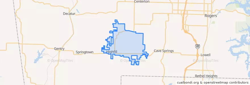 Mapa de ubicacion de Highfill.