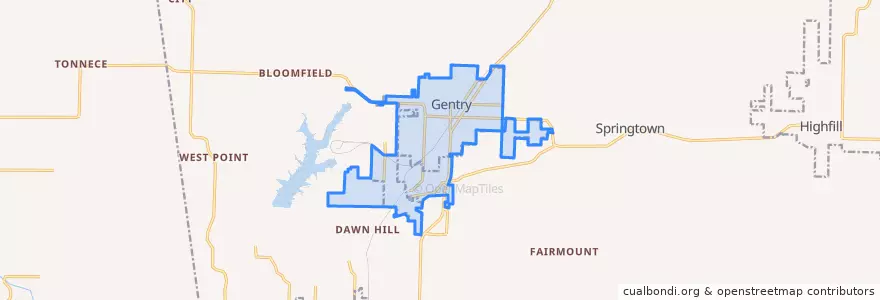 Mapa de ubicacion de Gentry.