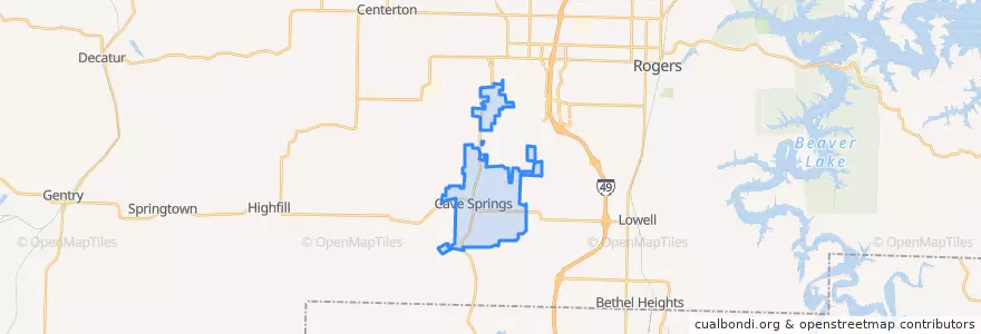 Mapa de ubicacion de Cave Springs.