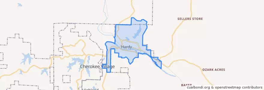 Mapa de ubicacion de Hardy.