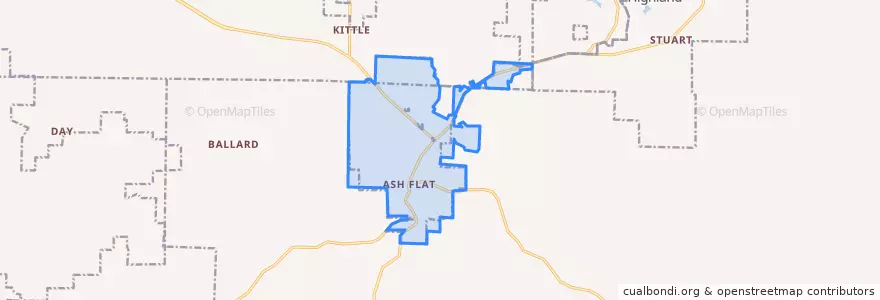 Mapa de ubicacion de Ash Flat.