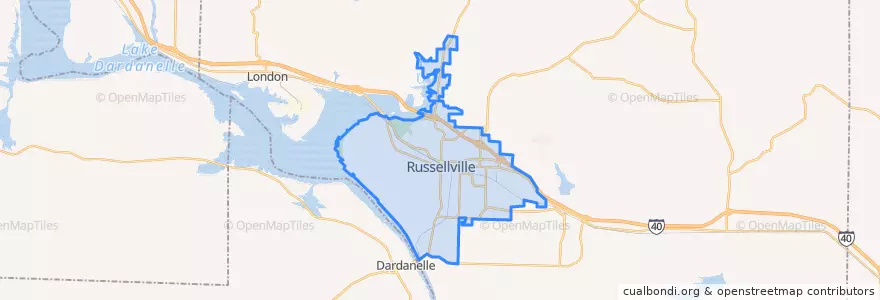 Mapa de ubicacion de Russellville.