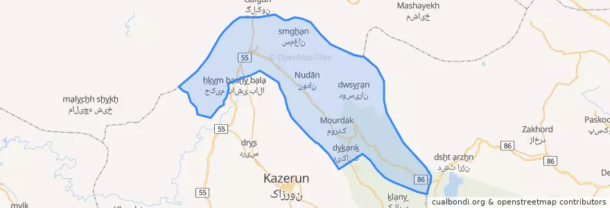 Mapa de ubicacion de شهرستان کوه‌چنار.