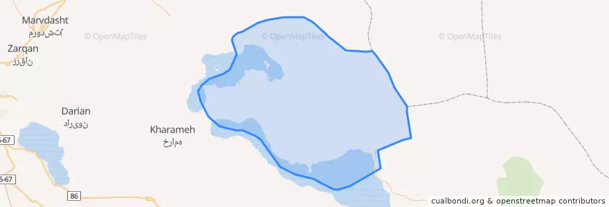 Mapa de ubicacion de شهرستان بختگان.