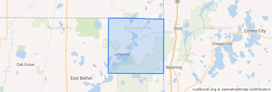 Mapa de ubicacion de Linwood Township.