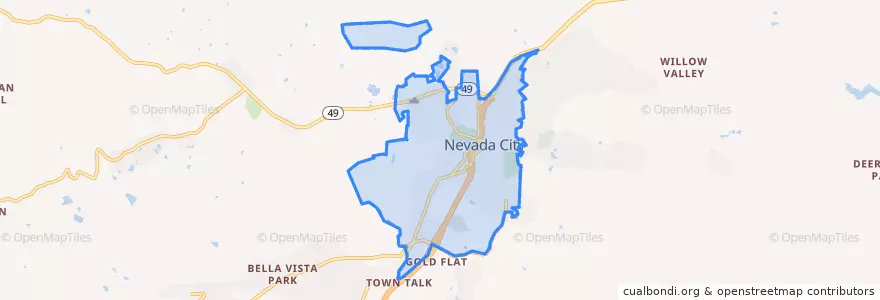 Mapa de ubicacion de Nevada City.