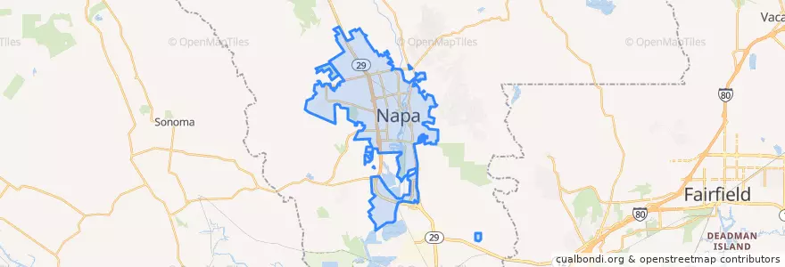 Mapa de ubicacion de Napa.