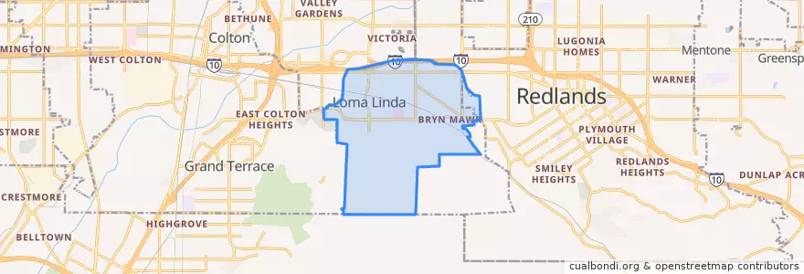 Mapa de ubicacion de Loma Linda.