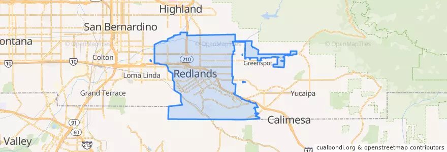 Mapa de ubicacion de Redlands.