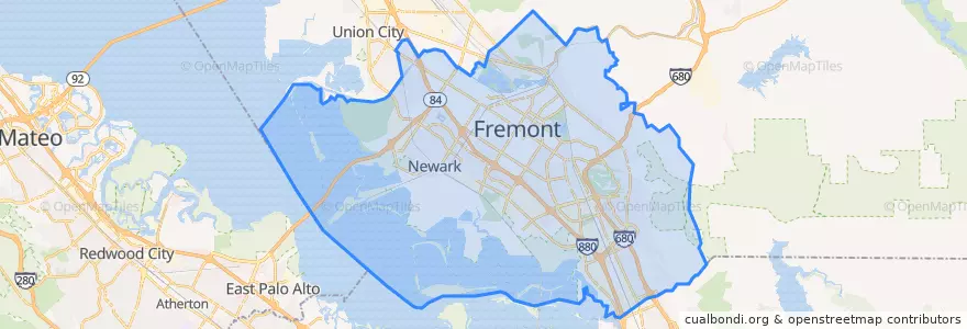 Mapa de ubicacion de Fremont.