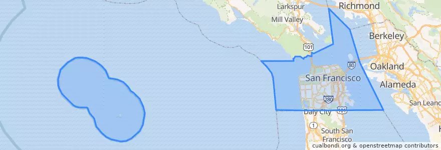 Mapa de ubicacion de San Francisco.