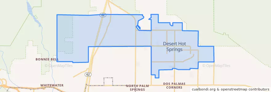 Mapa de ubicacion de Desert Hot Springs.