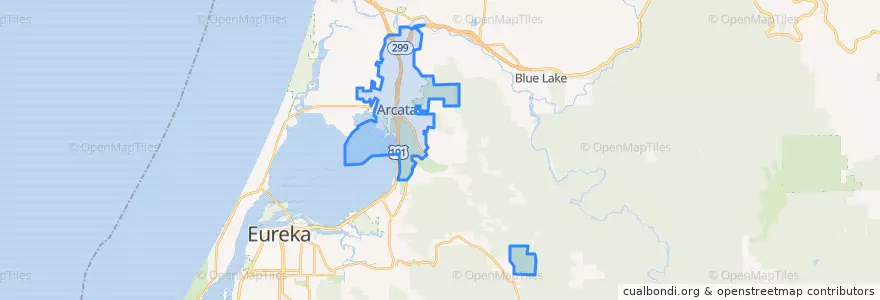 Mapa de ubicacion de Arcata.