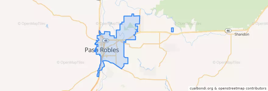 Mapa de ubicacion de Paso Robles.