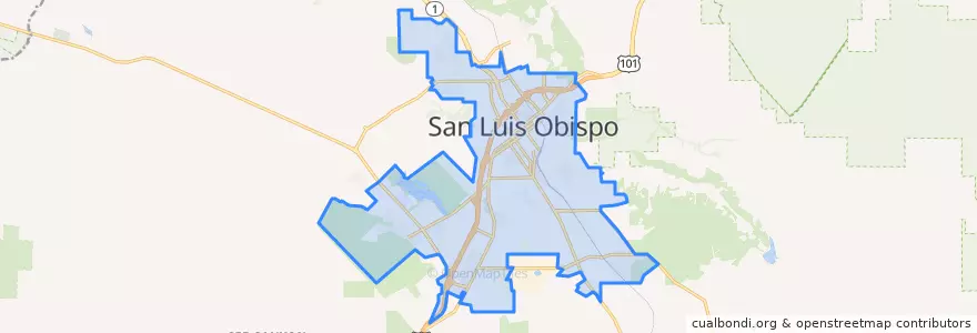 Mapa de ubicacion de San Luis Obispo.