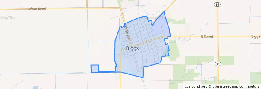 Mapa de ubicacion de Biggs.
