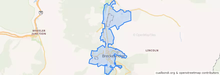 Mapa de ubicacion de Breckenridge.