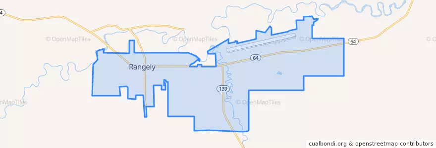 Mapa de ubicacion de Rangely.