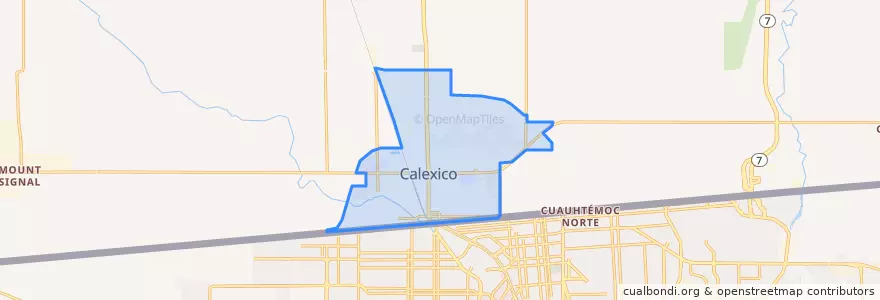 Mapa de ubicacion de Calexico.
