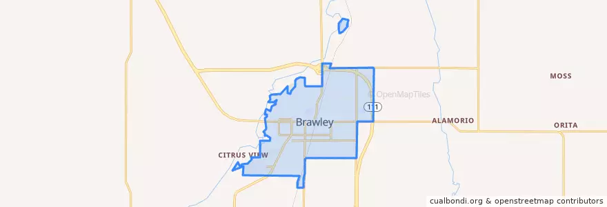 Mapa de ubicacion de Brawley.