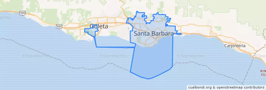 Mapa de ubicacion de Santa Barbara.