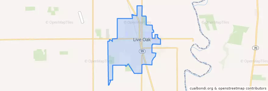 Mapa de ubicacion de Live Oak.