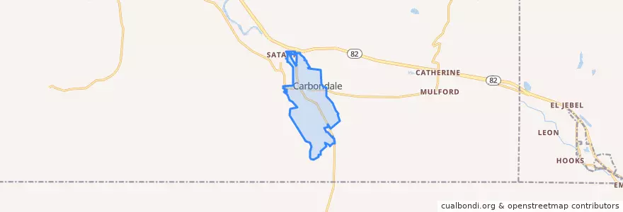 Mapa de ubicacion de Carbondale.