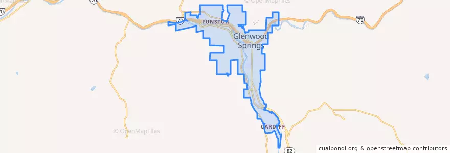 Mapa de ubicacion de Glenwood Springs.