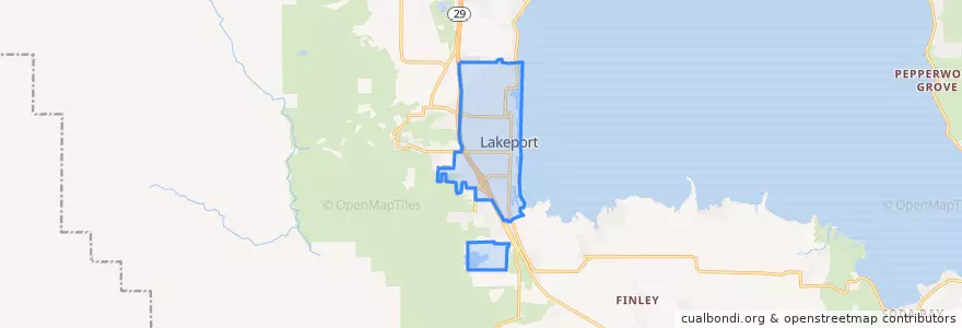 Mapa de ubicacion de Lakeport.