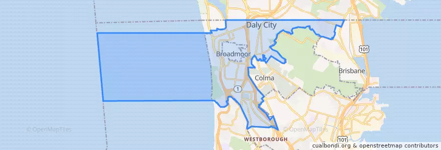 Mapa de ubicacion de Daly City.