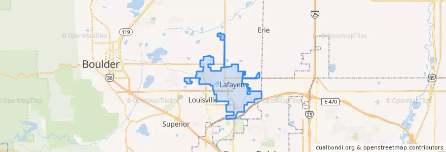 Mapa de ubicacion de Lafayette.