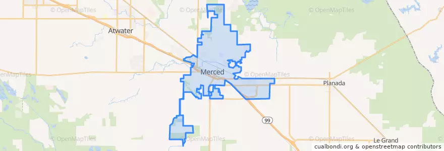Mapa de ubicacion de Merced.
