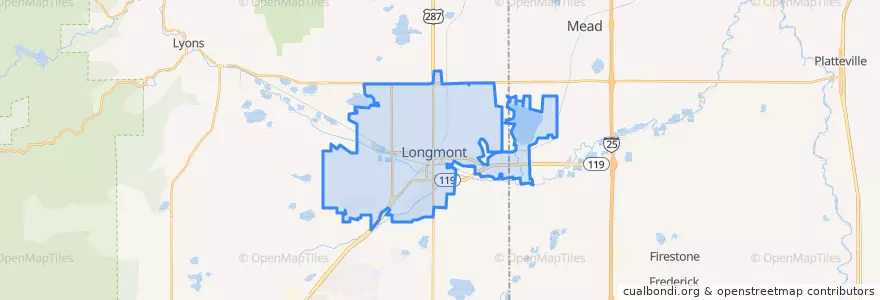 Mapa de ubicacion de Longmont.