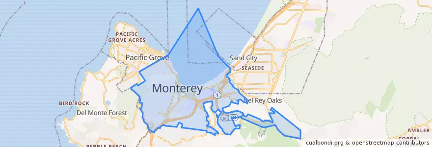 Mapa de ubicacion de Monterey.