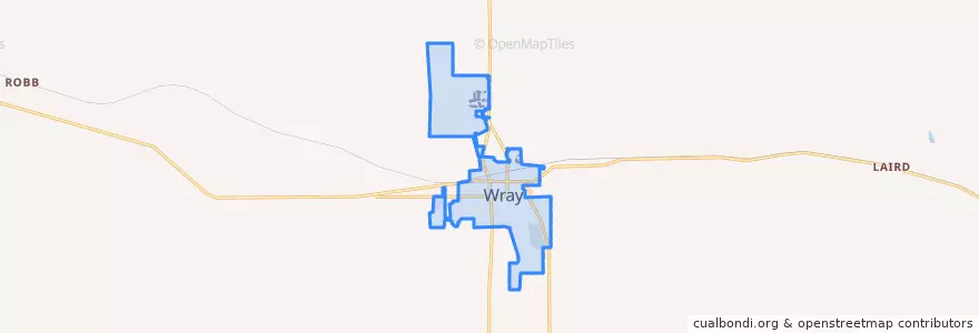 Mapa de ubicacion de Wray.