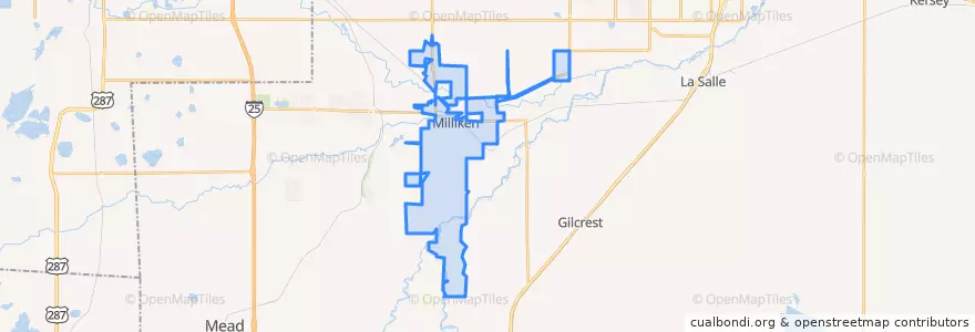 Mapa de ubicacion de Milliken.