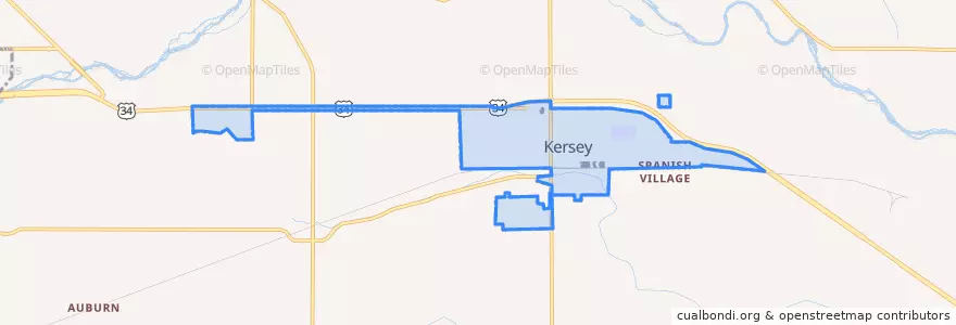Mapa de ubicacion de Kersey.