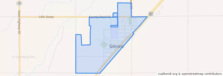 Mapa de ubicacion de Gilcrest.