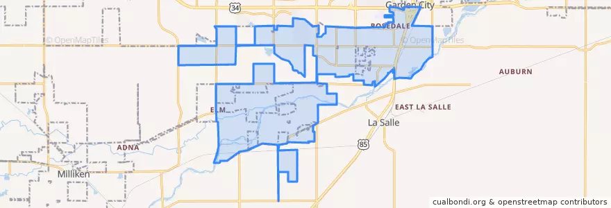 Mapa de ubicacion de Evans.