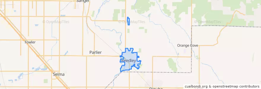 Mapa de ubicacion de Reedley.