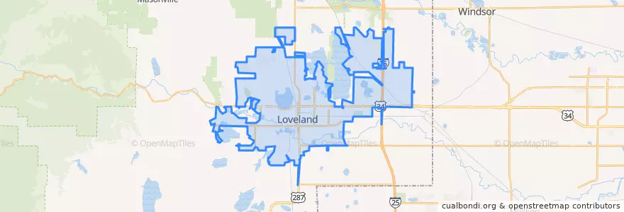 Mapa de ubicacion de Loveland.