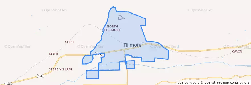 Mapa de ubicacion de Fillmore.