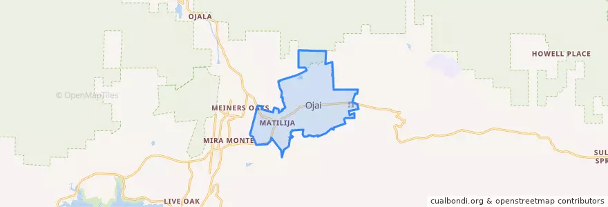 Mapa de ubicacion de Ojai.