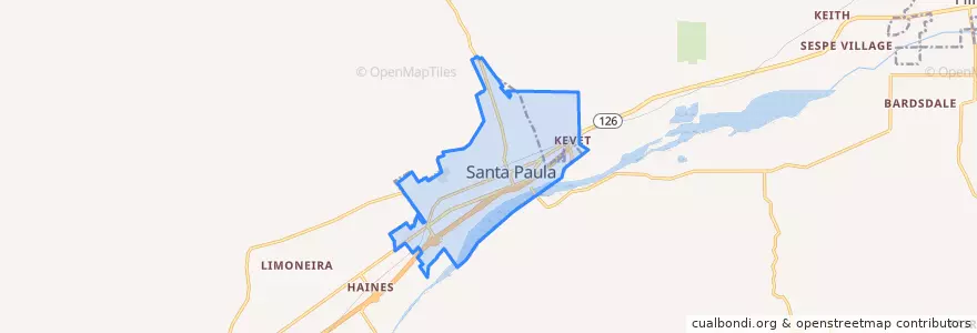 Mapa de ubicacion de Santa Paula.